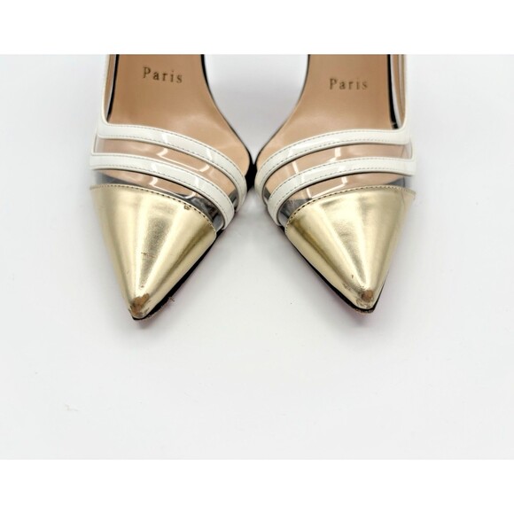 Christian Louboutin Leather & PVC Paralili Pumps Gold & White Sz EU 36.5 6.5 - Picture 6 of 13